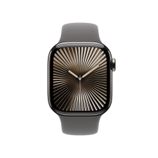 Смарт-годинник Apple Watch Series 10 GPS + Cellular 46mm Natural Titanium Case w. Stone Grey Sport Band - S/M (MWY93)