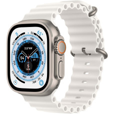 Б/У Смарт-годинник Apple Watch Ultra GPS + Cellular 49mm Titanium Case with White Ocean Band (MNH83/MNHF3)