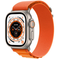 Б/У Смарт-годинник Apple Watch Ultra GPS + Cellular 49mm Titanium Case with Orange Alpine Loop - S (MNHA3/MNHH3)