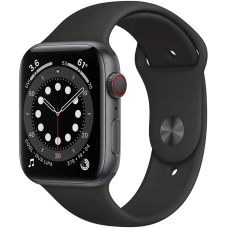 Б/У Смарт-годинник Apple Watch Series 6 GPS + Cellular 44mm Space Gray Aluminum Case w. Black Sport B. (M07H3)