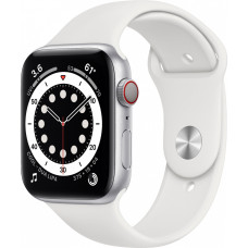 Б/У Смарт-годинник Apple Watch Series 6 GPS + Cellular 44mm Silver Aluminum Case w. White Sport B. (M07F3)
