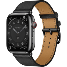 Смарт-годинник Apple Watch Hermes Series 7 LTE 41mm Space Black S. Steel Case w. Noir Single Tour (MKHP3)
