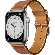 Смарт-годинник Apple Watch Hermes Series 7 LTE 41mm Silver S. Steel Case w. Gold Single Tour (MKHN3)