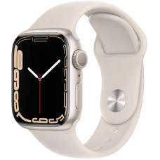 Б/У Смарт-годинник Apple Watch Series 7 GPS 45mm Starlight Aluminum Case w. Starlight Sport Band (MKN63, MKNP3+MKUU3)