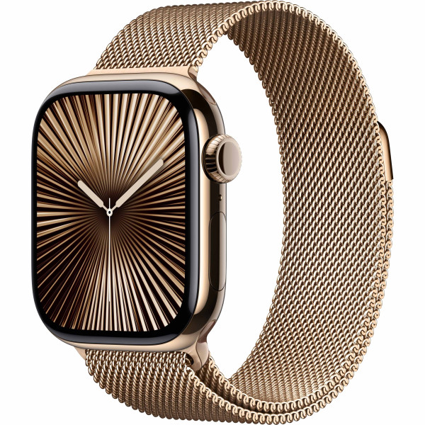 Смарт-годинник Apple Watch Series 10 GPS + Cellular 42mm Gold Titanium Case w. Gold Milanese Loop (MX083)