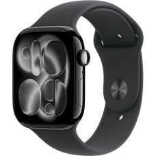 Смарт-годинник Apple Watch Series 11 GPS, 42mm Jet Black Aluminum Case with Black Sport Band (M/L) (MEQU4)